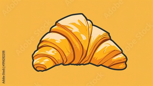 A vector icon of a freshly baked croissant with golden, flaky layers, centered on a solid background.