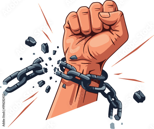 Wrist Breaking Chains Social Justice and Liberty Illustration