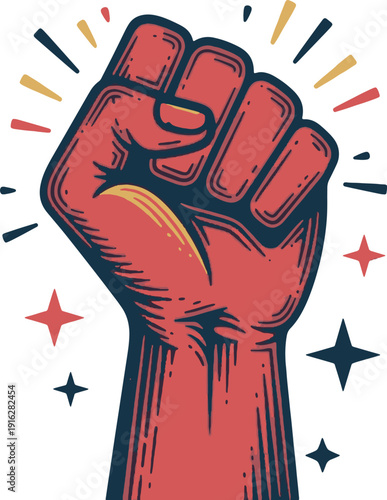Red Raised Fist Protest Vector Art Social Justice and Revolution Symbol