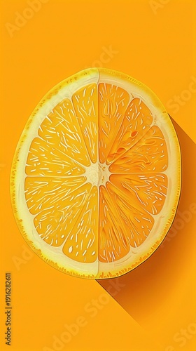 A vector icon of a juicy orange slice, showing vibrant colors and detailed texture, centered on a solid background.