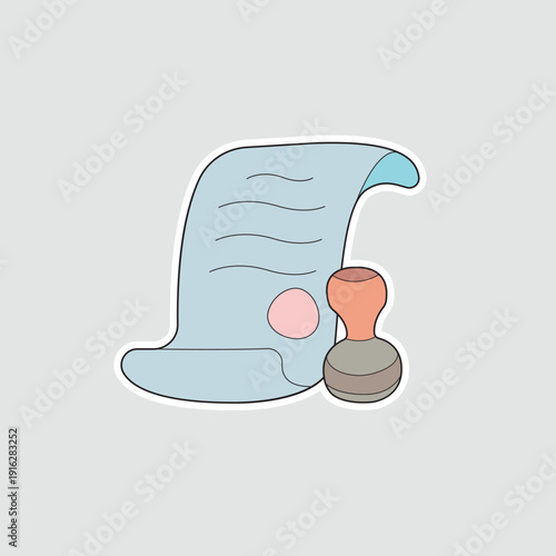 Ancient scroll sticker with a wax seal and stamp. Perfect for legal documents, history certificates, graduation invitations, or RPG game assets