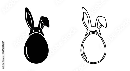 Cute bunny ears design on black and white background Vector