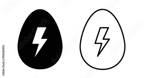 Black and white eggs with lightning bolt design, minimalist egg illustration Vector