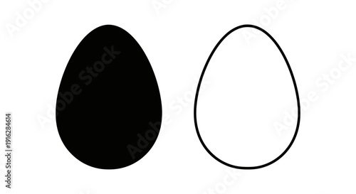 Black and white egg illustration, minimalist design, simple outline, vector art Vector