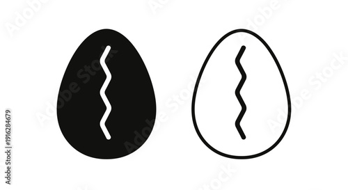 Eggs with zigzag lines inside, minimalist black and white illustration Vector