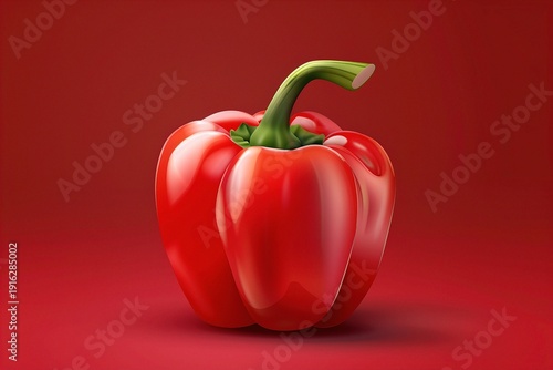 A vector icon of a red bell pepper with a shiny, smooth surface, centered on a solid background.