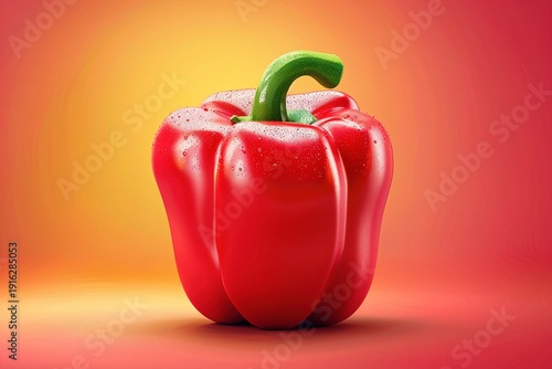 A vector icon of a red bell pepper with a shiny, smooth surface, centered on a solid background.