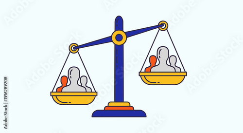 Balance Scale Weighing People Icons