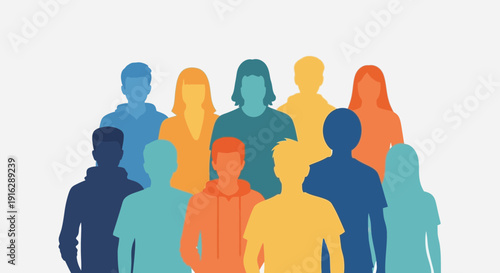 Diverse Group of People Silhouettes, Community and Diversity Concept