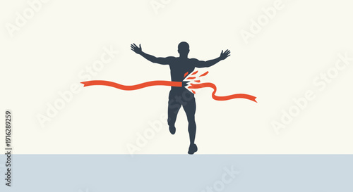Runner Breaking Finish Line Tape - Victory and Achievement