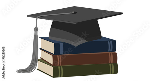 Graduation Cap On Stack Of Books