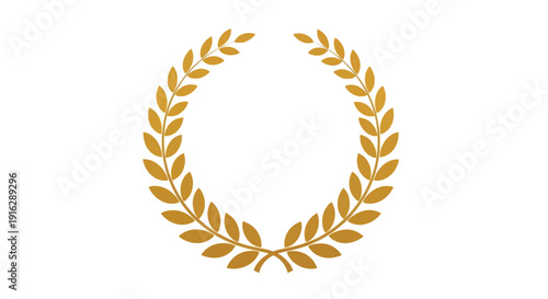 Golden Laurel Wreath Award Symbol on White Background