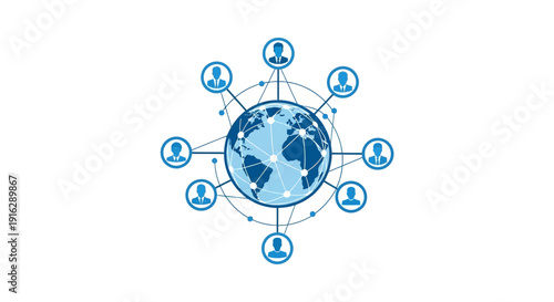 Global Network Connection: People Linked to Earth