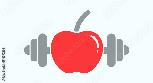 Apple with Dumbbells: Healthy Lifestyle and Fitness Concept