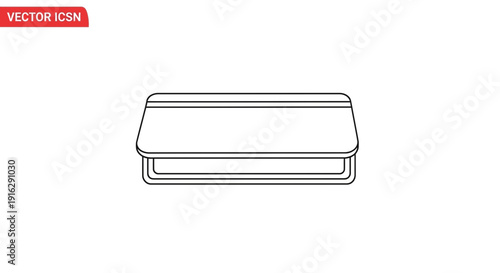 Minimalist Line Art Icon of a Modern Bed Frame with Headboard