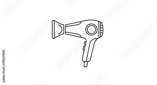 Minimalist Line Art Icon of a Hair Dryer - Professional Styling Tool