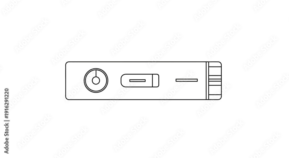 Fototapeta premium Minimalist Line Art of a Vintage Digital Audio Player with Buttons and Dial