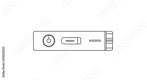 Minimalist Line Art of a Vintage Digital Audio Player with Buttons and Dial