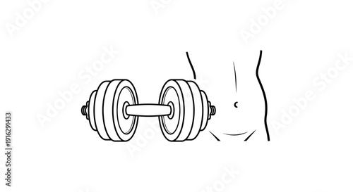 Man's Muscular Torso and Dumbbell, Fitness and Strength Training Concept