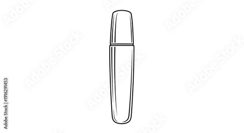 Mascara tube, cosmetic product, makeup item, beauty, black and white line art