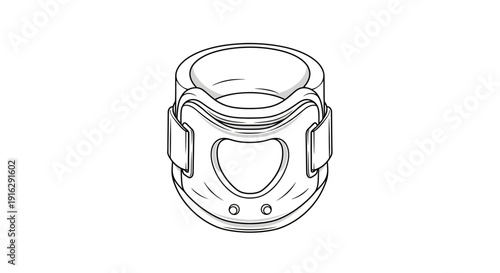 Medical Cervical Collar Brace for Neck Support - Line Art Illustration