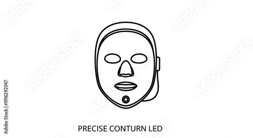 Line Art of LED Facial Mask for Skincare and Beauty Treatments