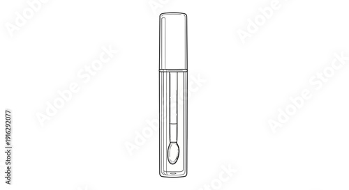 Lip Gloss Tube with Applicator, Beauty Product, Cosmetic Packaging, Line Art Illustration