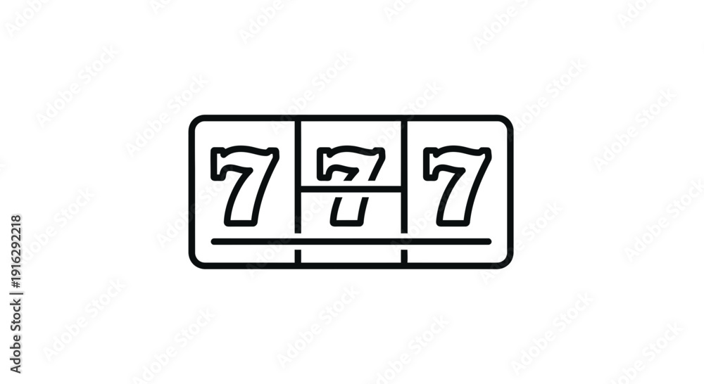 Obraz premium Lucky Seven Slot Machine Reels - Jackpot Symbol Icon