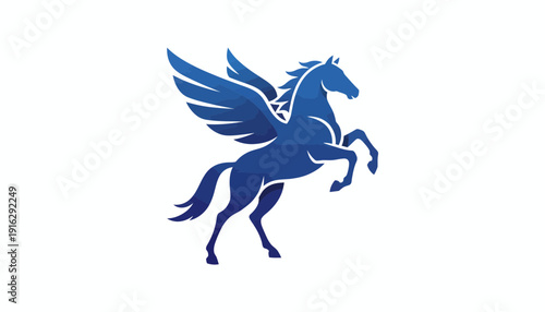 Majestic Blue Pegasus Horse with Wings, Mythical Creature, Fantasy Art