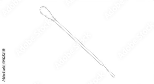 Isolated Cotton Swab Stick with Loop End on White Background - Medical Hygiene Tool