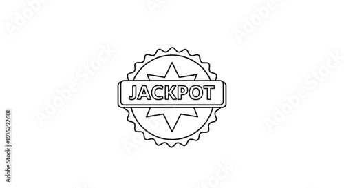 Jackpot Stamp Icon, Vintage Casino Game Emblem, Winning Symbol
