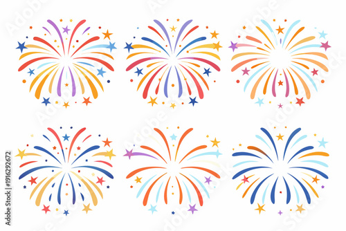 Colorful fireworks display with vibrant bursts and sparkling trails