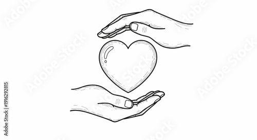Hands protectively cradling a glowing heart, symbolizing care, love, and health.