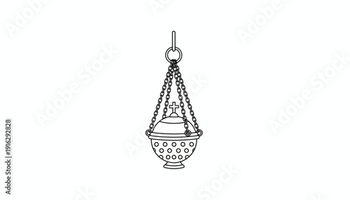 Hanging Censer Incense Burner with Cross Detail - Religious Ceremony Symbol