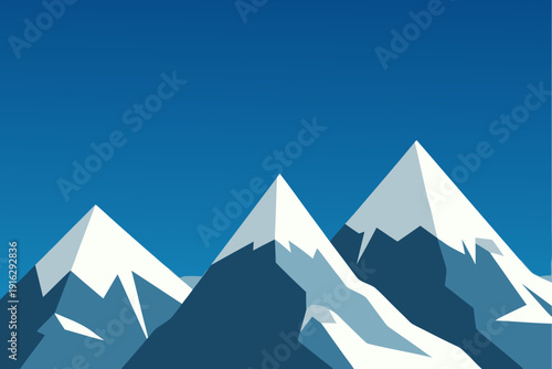 Stylized mountain range illustration with a blue gradient sky