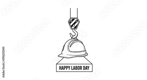 Happy Labor Day Crane Lifting Hard Hat and Box - Construction Worker Holiday