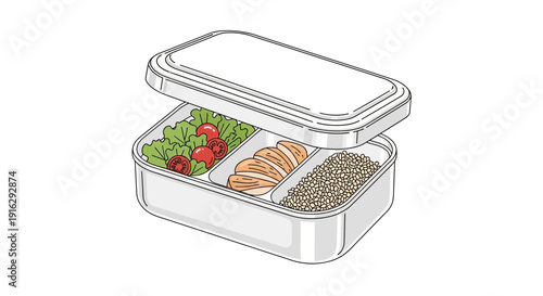 Healthy Bento Box Lunch: Chicken, Salad, and Grains