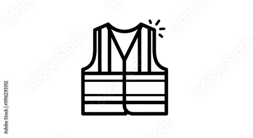 High Visibility Safety Vest Icon, Reflective Workwear, Protective Clothing Symbol