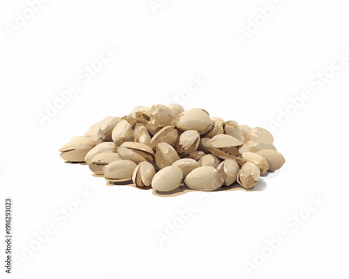 A small pile of shelled pistachios isolated on a white background