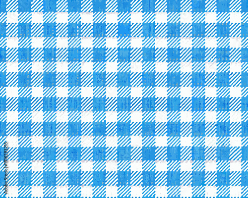 A vibrant blue and white checkered pattern creates a seamless textile design