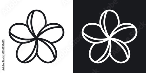 Araliya flower icon set in black and white stroke lines