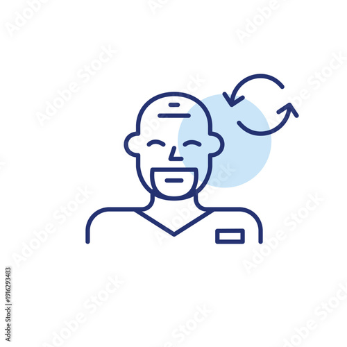 Medical appointment update, health refresh, patient care renewal. Surgeon and renew arrows. Pixel perfect, editable stroke vector icon