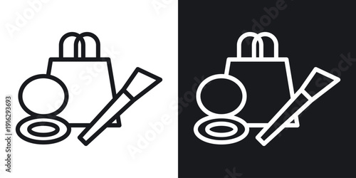 Beauty shopping icon set in black and white stroke lines