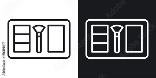Blusher icon set in black and white stroke lines