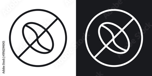 Caffeine free icon set in black and white stroke lines