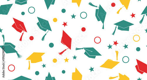 Graduation Caps Pattern Seamless Background - Education Celebration