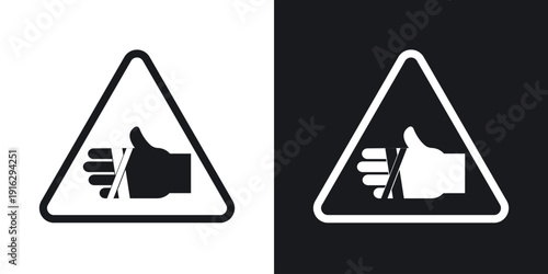Chemical burns hazard sign set in black and white stroke lines