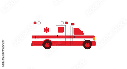 Red Ambulance Truck Illustration - Emergency Medical Vehicle