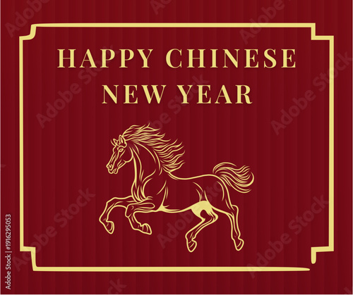 Red and Yellow Modern Minimalist Chinese New Year 2026 Horse