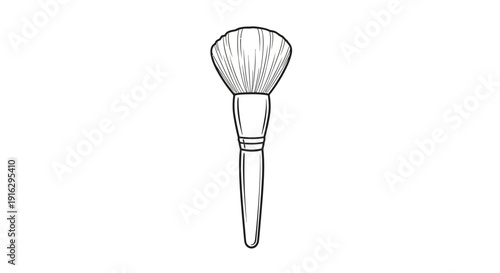Hand-drawn illustration of a fluffy makeup brush, isolated on white background